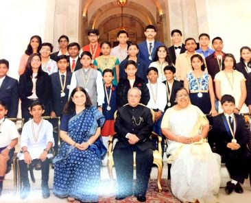 National Child Award winners with President Pranab Mukherjee