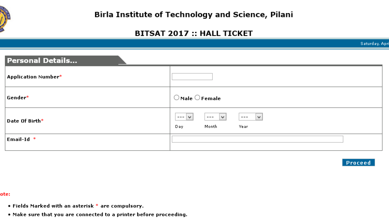 BITSAT 2017 Exam Hall Ticket Released. Download from the Official