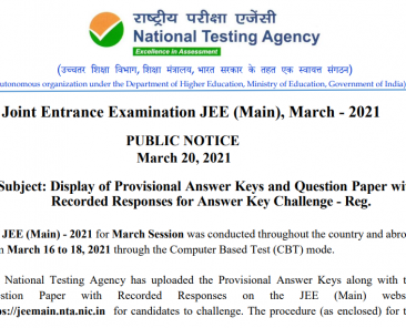 jee main 2021 march attempt answer key