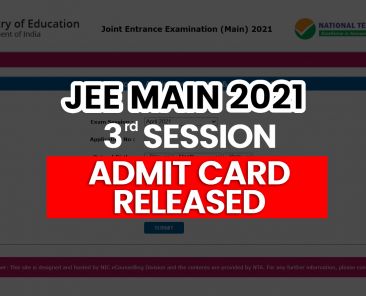 jee main 3rd session (April July) admit card